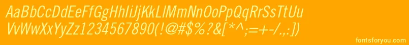 TradegothicltstdCn18obl Font – Yellow Fonts on Orange Background