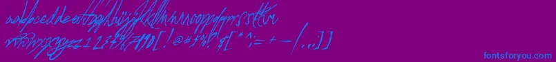Fonte AGlitchInTime – fontes azuis em um fundo violeta