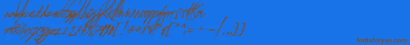 フォントAGlitchInTime – 茶色の文字が青い背景にあります。