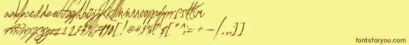 フォントAGlitchInTime – 茶色の文字が黄色の背景にあります。