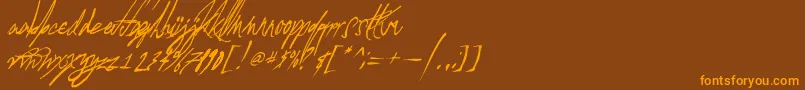 フォントAGlitchInTime – オレンジ色の文字が茶色の背景にあります。