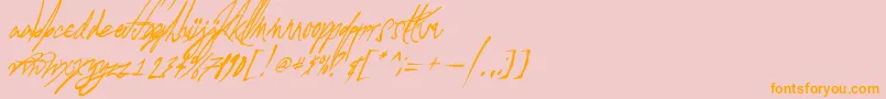 AGlitchInTime-fontti – oranssit fontit vaaleanpunaisella taustalla