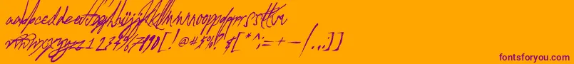 AGlitchInTime-Schriftart – Violette Schriften auf orangefarbenem Hintergrund