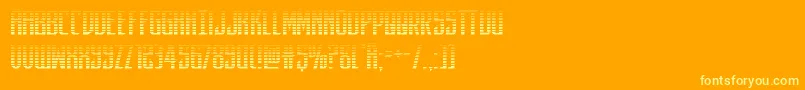 darkdominiongrad-Schriftart – Gelbe Schriften auf orangefarbenem Hintergrund