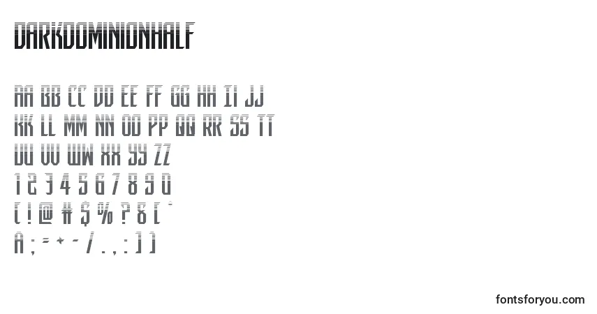 A fonte Darkdominionhalf – alfabeto, números, caracteres especiais