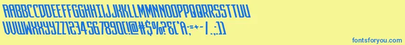 フォントdarkdominionleft – 青い文字が黄色の背景にあります。