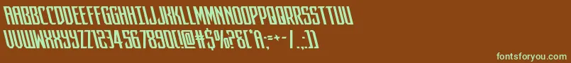 フォントdarkdominionleft – 緑色の文字が茶色の背景にあります。