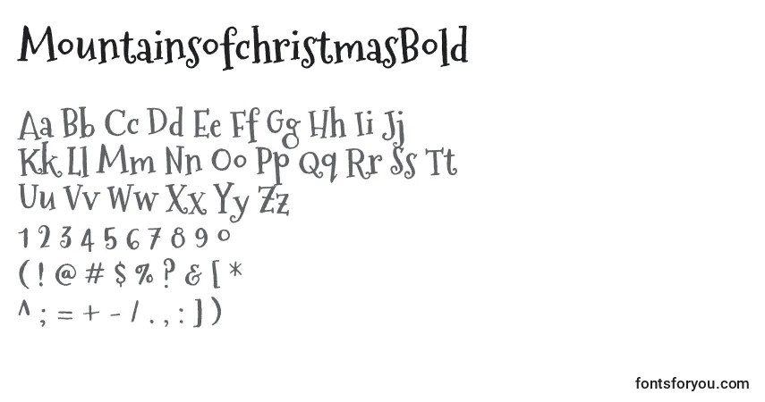 Czcionka MountainsofchristmasBold – alfabet, cyfry, specjalne znaki