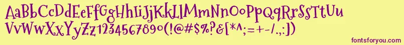 MountainsofchristmasBold Font – Purple Fonts on Yellow Background