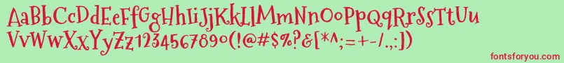 MountainsofchristmasBold Font – Red Fonts on Green Background
