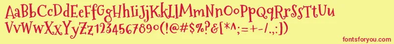 MountainsofchristmasBold Font – Red Fonts on Yellow Background