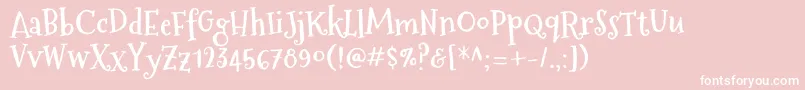 MountainsofchristmasBold-Schriftart – Weiße Schriften auf rosa Hintergrund