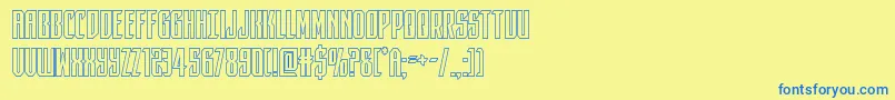 フォントdarkdominionout – 青い文字が黄色の背景にあります。