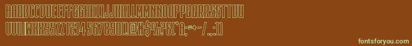 フォントdarkdominionout – 緑色の文字が茶色の背景にあります。