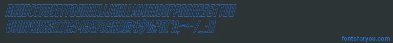 darkdominionoutital Font – Blue Fonts on Black Background