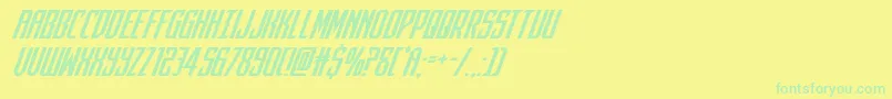 フォントdarkdominionsuperital – 黄色い背景に緑の文字
