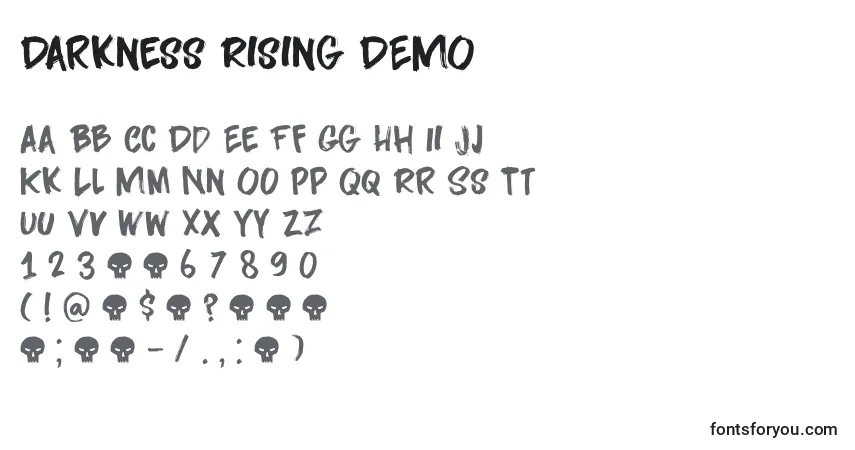 Czcionka Darkness Rising DEMO – alfabet, cyfry, specjalne znaki