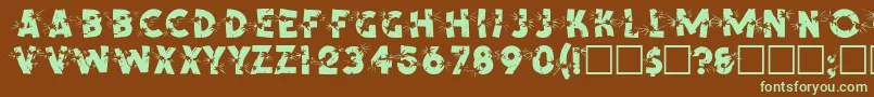 SpencerRegular-fontti – vihreät fontit ruskealla taustalla