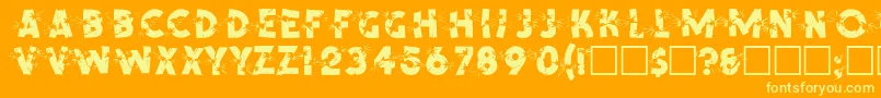 SpencerRegular-Schriftart – Gelbe Schriften auf orangefarbenem Hintergrund