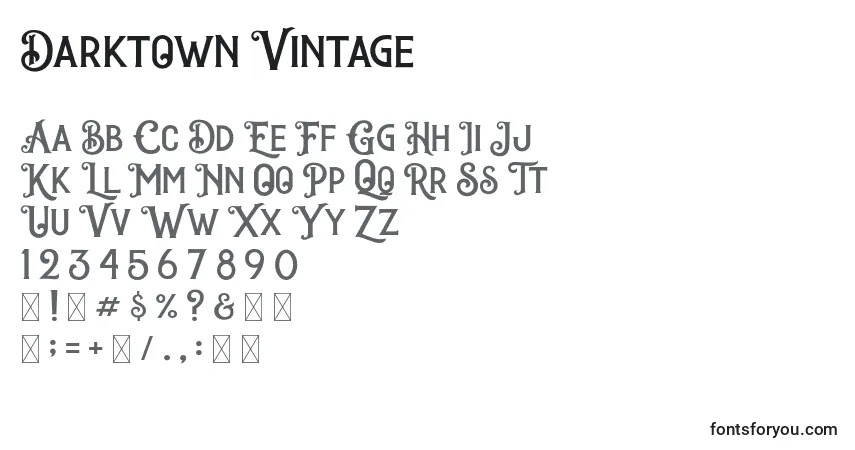 A fonte Darktown Vintage – alfabeto, números, caracteres especiais