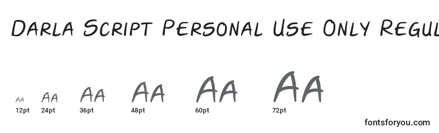 Размеры шрифта Darla Script Personal Use Only Regular