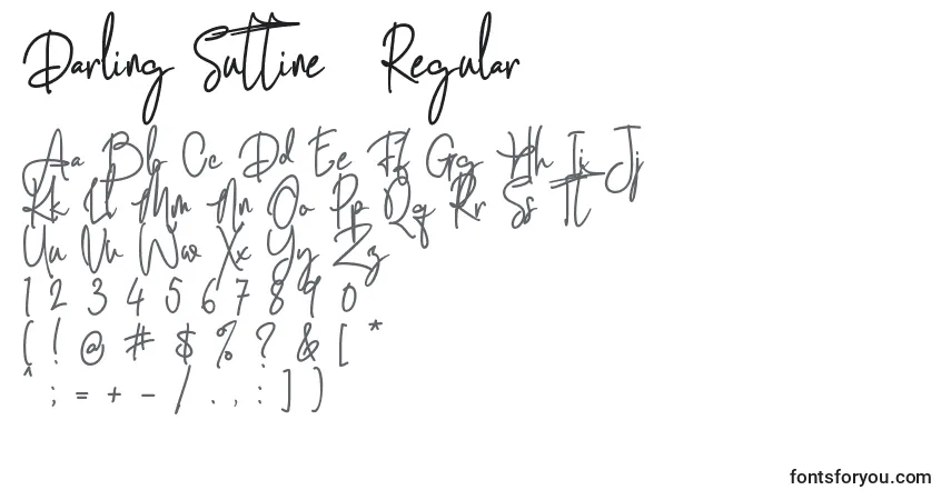Шрифт Darling Suttine   Regular – алфавит, цифры, специальные символы