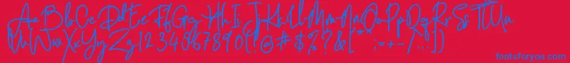 Darling Suttine   Regular Font – Blue Fonts on Red Background