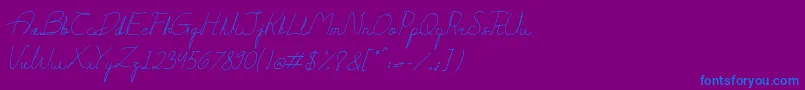 フォントDarling – 紫色の背景に青い文字