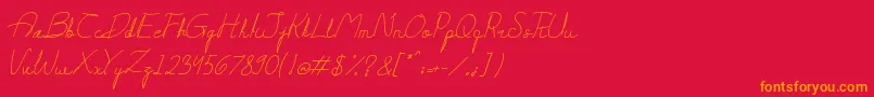 フォントDarling – 赤い背景にオレンジの文字