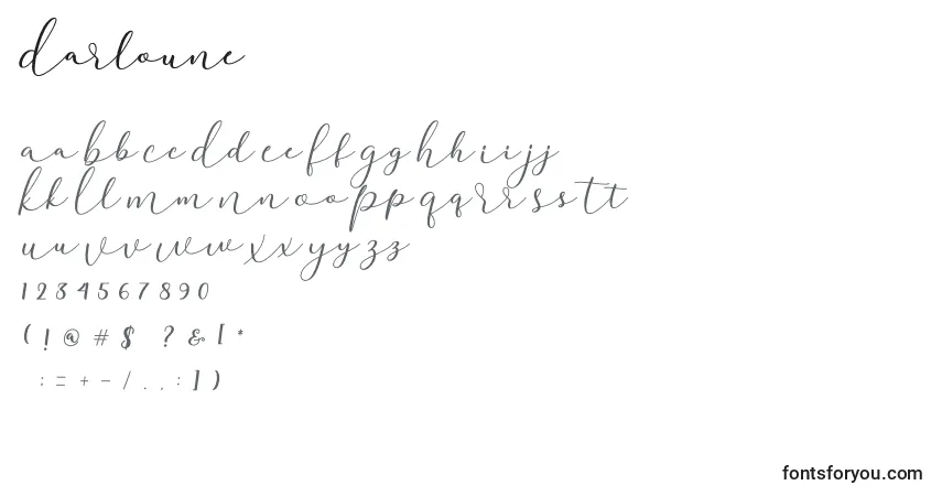 Schriftart Darloune – Alphabet, Zahlen, spezielle Symbole