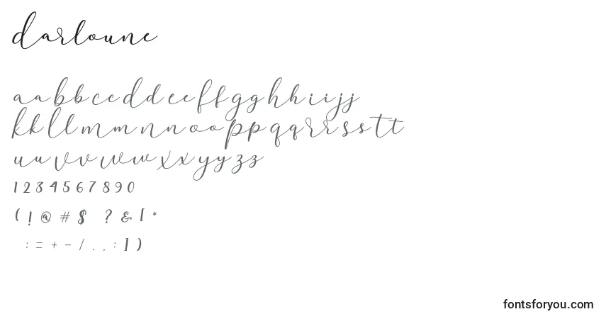 A fonte Darloune (124528) – alfabeto, números, caracteres especiais