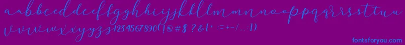 フォントDarloune – 紫色の背景に青い文字