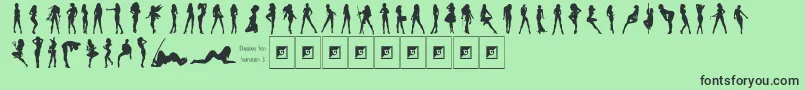 Darrians Sexy Silhouettes 3 Font – Black Fonts on Green Background