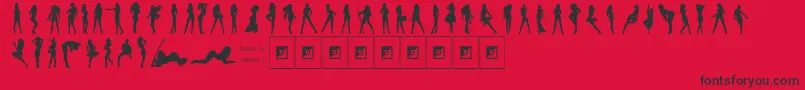 Fonte Darrians Sexy Silhouettes 3 – fontes pretas em um fundo vermelho