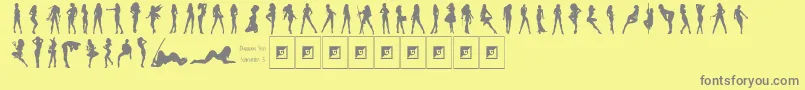 フォントDarrians Sexy Silhouettes 3 – 黄色の背景に灰色の文字