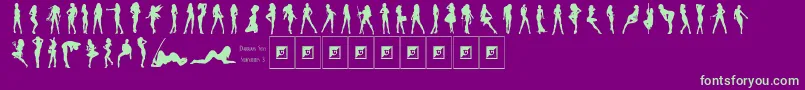 Шрифт Darrians Sexy Silhouettes 3 – зелёные шрифты на фиолетовом фоне