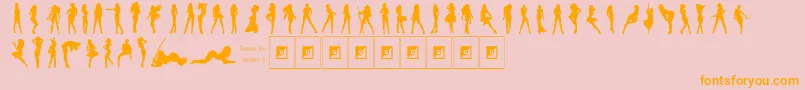 Fonte Darrians Sexy Silhouettes 3 – fontes laranjas em um fundo rosa