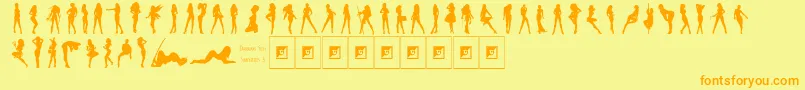 Darrians Sexy Silhouettes 3 Font – Orange Fonts on Yellow Background