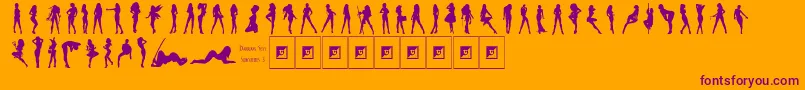 Darrians Sexy Silhouettes 3 Font – Purple Fonts on Orange Background