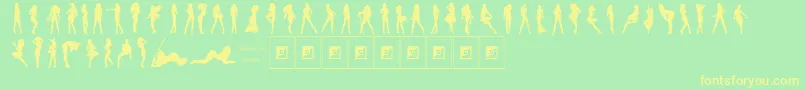 Fonte Darrians Sexy Silhouettes 3 – fontes amarelas em um fundo verde