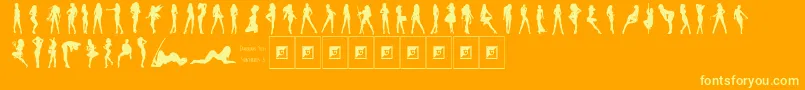フォントDarrians Sexy Silhouettes 3 – オレンジの背景に黄色の文字