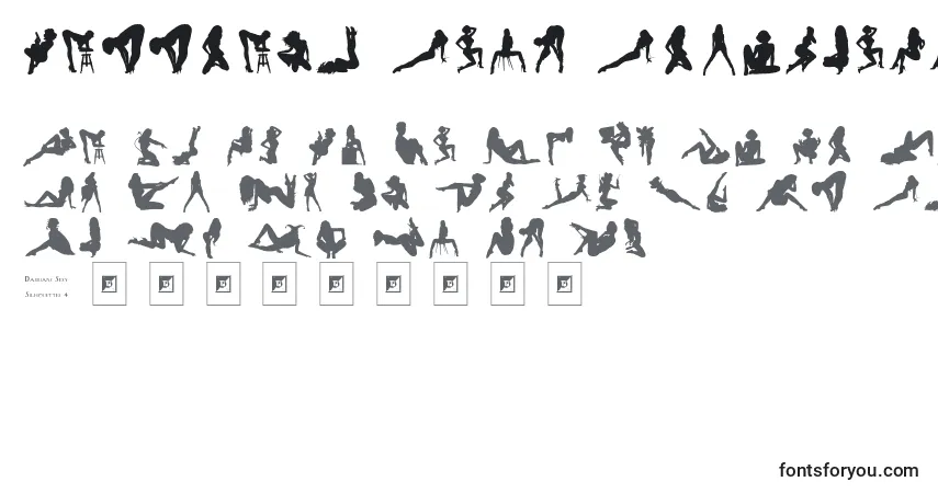 A fonte Darrians Sexy Silhouettes 4 – alfabeto, números, caracteres especiais