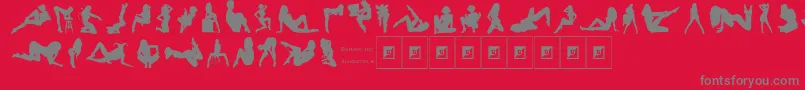 フォントDarrians Sexy Silhouettes 4 – 赤い背景に灰色の文字