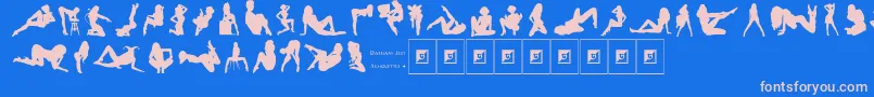 フォントDarrians Sexy Silhouettes 4 – ピンクの文字、青い背景