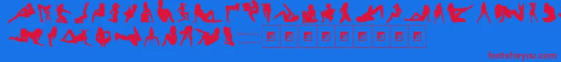 Darrians Sexy Silhouettes 4 Font – Red Fonts on Blue Background