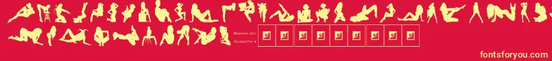 フォントDarrians Sexy Silhouettes 4 – 黄色の文字、赤い背景