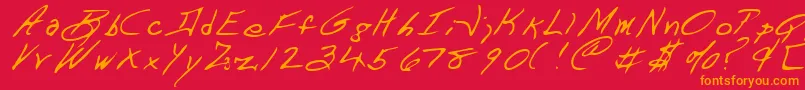 DART    -fontti – oranssit fontit punaisella taustalla