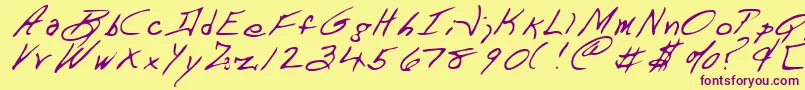 DART    -fontti – violetit fontit keltaisella taustalla