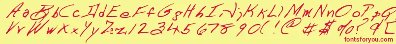 DART    -fontti – punaiset fontit keltaisella taustalla