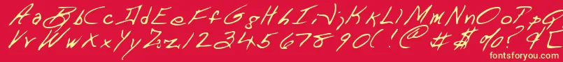 DART    -fontti – keltaiset fontit punaisella taustalla